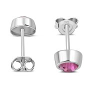 Pink Cubic Zirconia Silver Stud Earrings, e426st